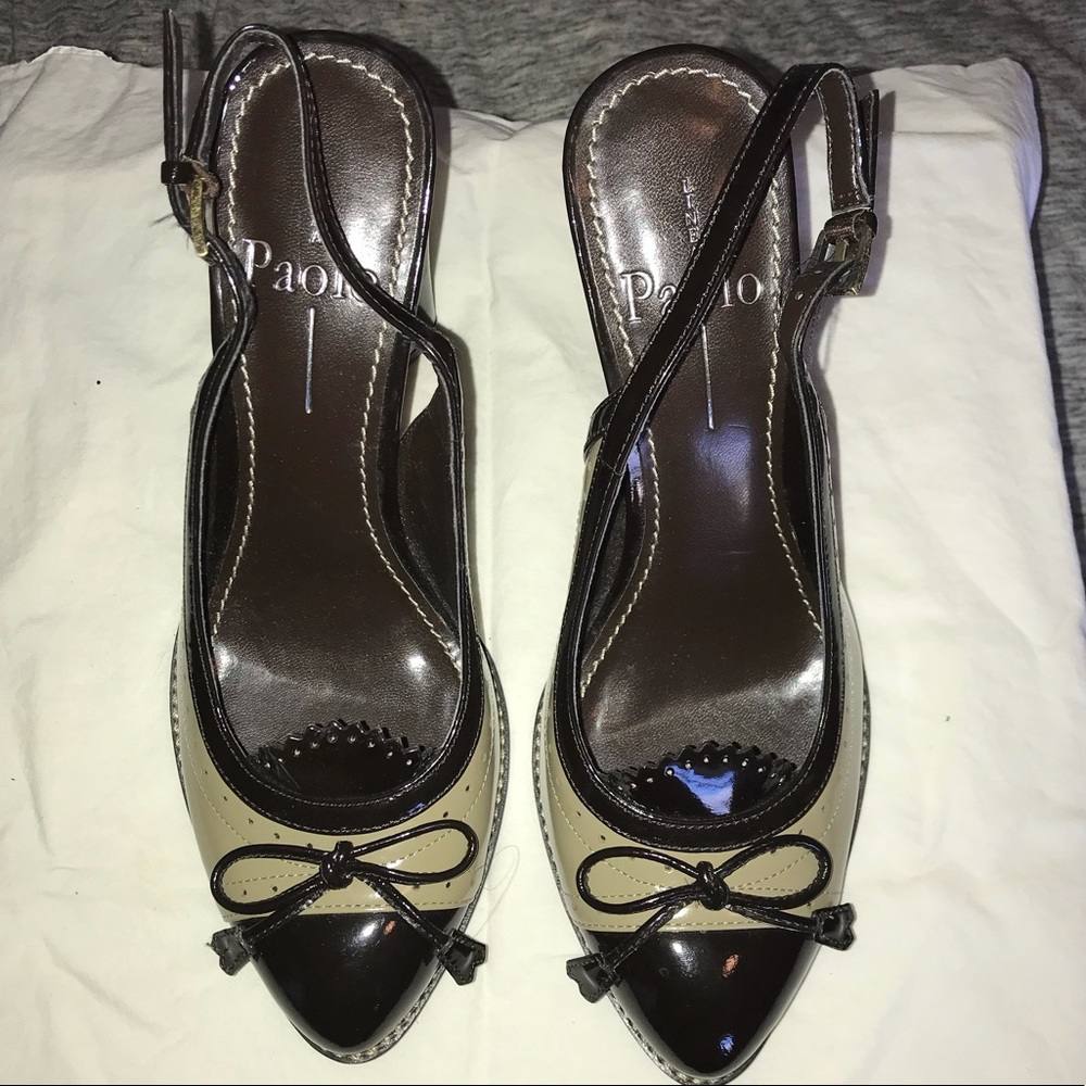 RETRO SECRETARY Cap toe bow tassel Linea Paolo Block heels 6.5